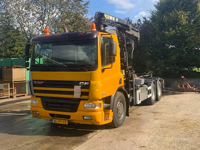 2001 daf cf 85.410 vrachtwagen haakarm hiab 102-2 autolaadkraan bl-pt-95 - afbeelding 23 van  63