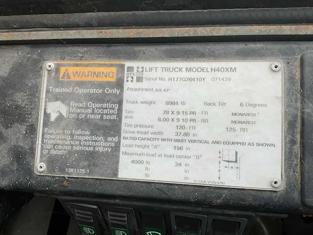 2001 hyster h 40xm vorkheftruck - afbeelding 5 van  13