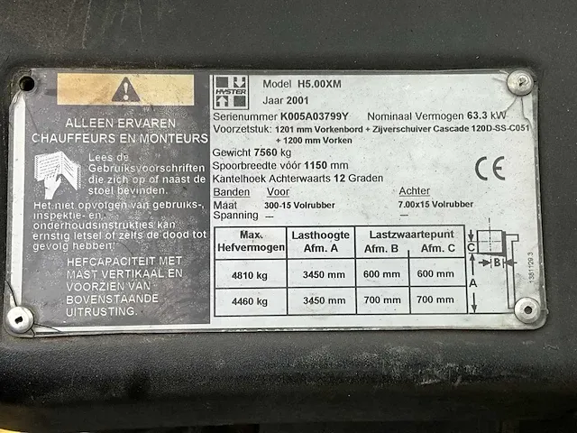 2001 hyster h5.00xm vorkheftruck - afbeelding 16 van  21