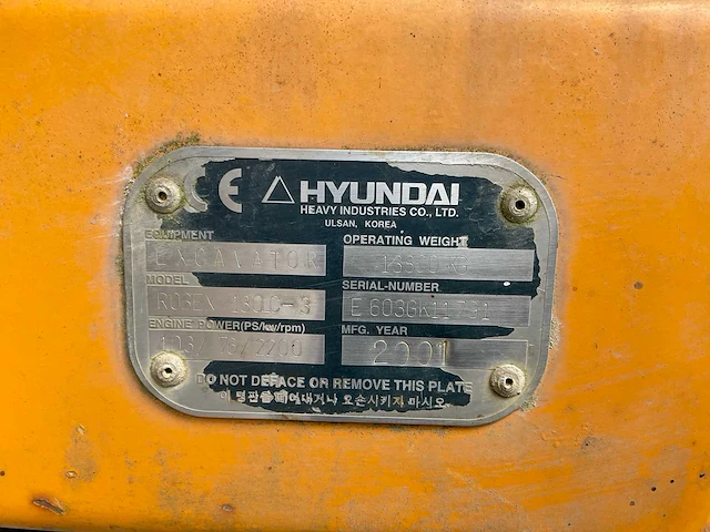 2001 hyundai robex 130lc-3 rupsgraafmachine - afbeelding 38 van  43