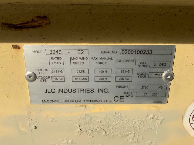 2001 jlg 3246-e2 schaarhoogwerker - afbeelding 2 van  20