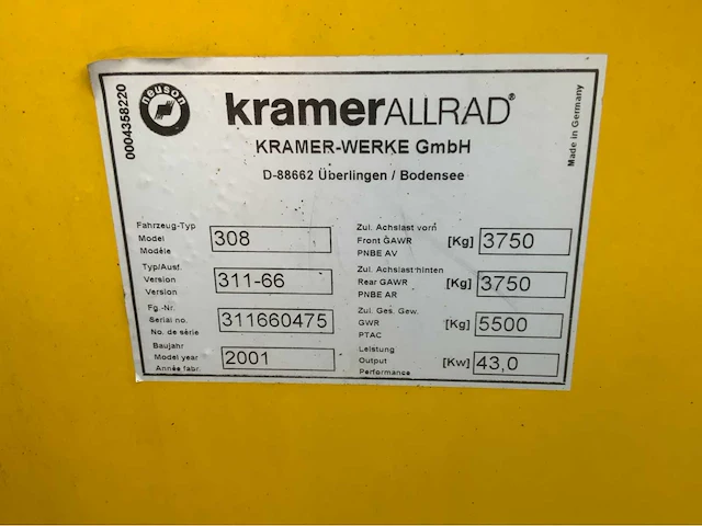 2001 kramer 308 wiellader met bakken - afbeelding 24 van  38