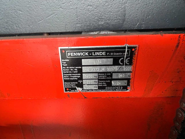 2001 linde l14 elektrische stapelaar - afbeelding 2 van  13