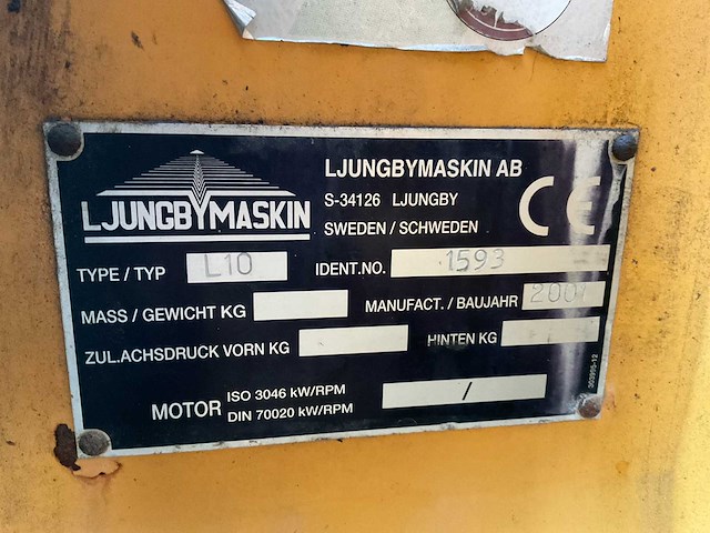 2001 ljungby maskin l10 wiellader - afbeelding 39 van  48