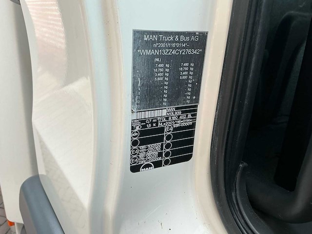 2001 man tgl 8.180 4x2 bl vrachtwagen - afbeelding 50 van  50