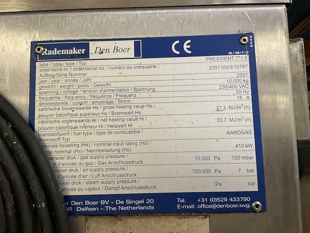 2001 rademaker den boer president 7x1.5 gaasband oven (combi a) - afbeelding 17 van  24