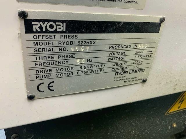 2001 ryobi 522hxx kleuren offsetpers - afbeelding 3 van  17