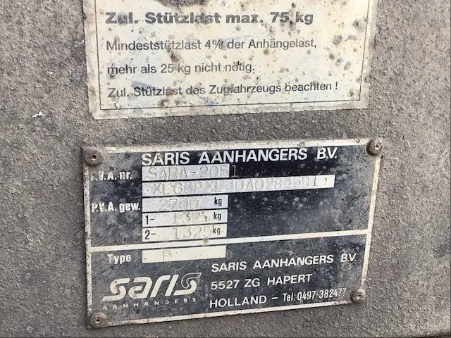 2001 saris sara 520x190cm aanhangwagen - afbeelding 12 van  13