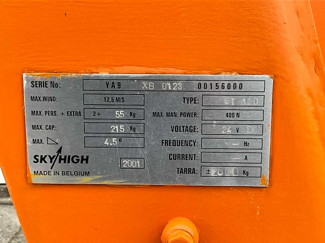 2001 skyhigh st 120 kniktelescoop hoogwerker - afbeelding 10 van  20