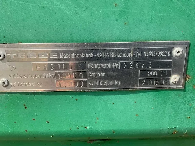 2001 tebbe hks 100 meststrooier - afbeelding 20 van  27