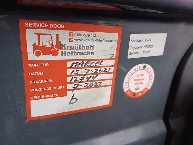 2001 toyota 02-7fdf25 vorkheftruck - afbeelding 22 van  25