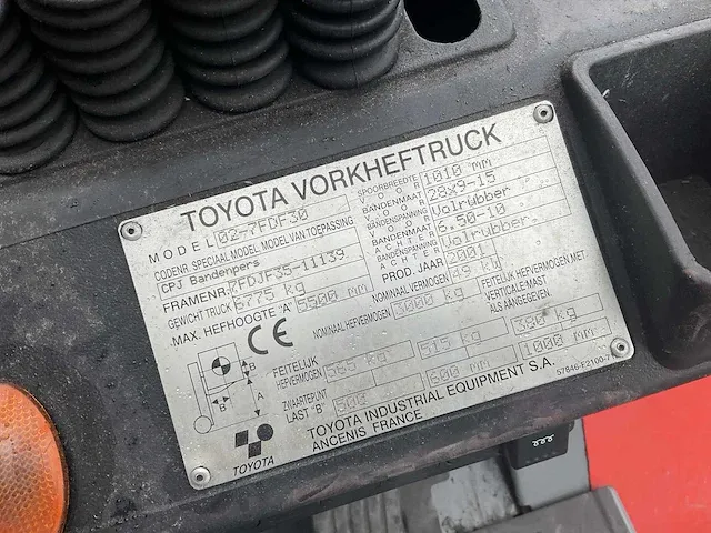2001 toyota 02-7fdf30 vorkheftruck - afbeelding 16 van  28