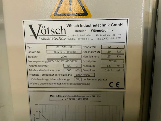 2001 vötsch vtu 100/150 droogoven - afbeelding 8 van  8