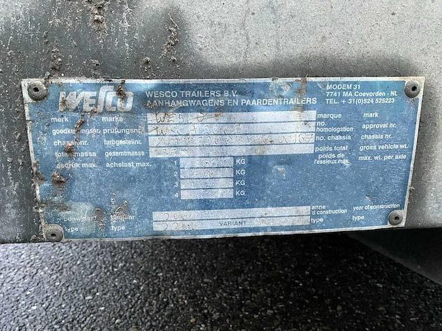 2001 wesco 2200 aanhangwagen - afbeelding 9 van  17