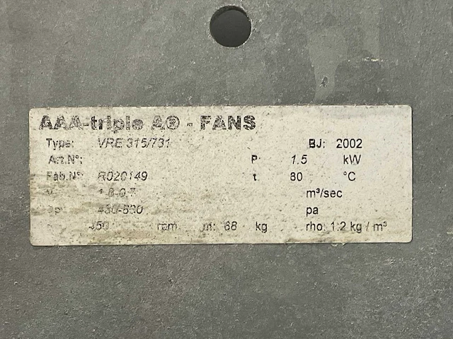 2002 almeco vre315/731 kunststof ventilator - afbeelding 8 van  8
