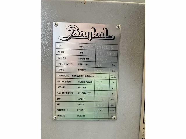 2002 baykal ahp-u 2100x35 kantbank - afbeelding 12 van  14