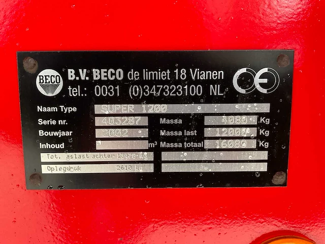 2002 beco super 1200 kipper - afbeelding 10 van  18