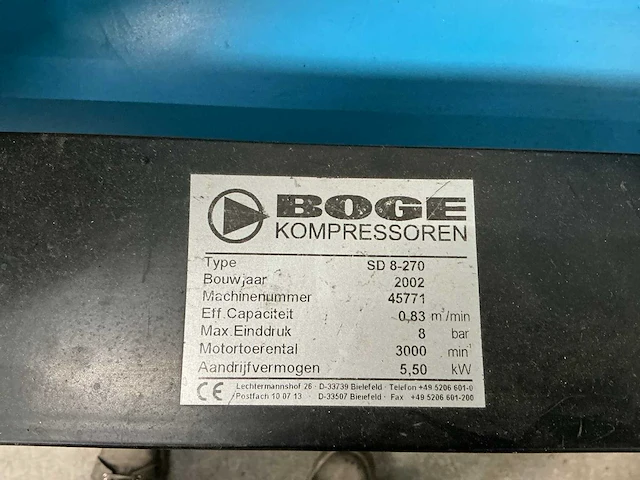 2002 boge sd8-270 geluidgedempte schroefcompressor - afbeelding 3 van  9