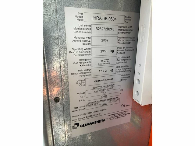 2002 climaveneta hrat/b 0604 chiller - afbeelding 2 van  10