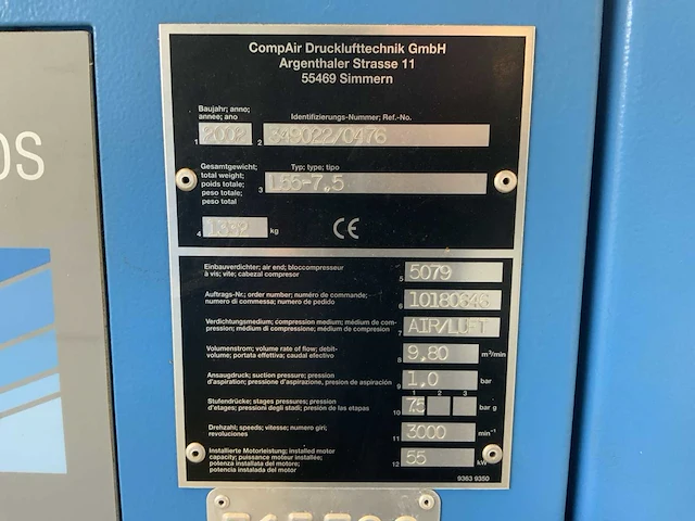 2002 compair l55-7.5 schroefcompressor - afbeelding 5 van  13