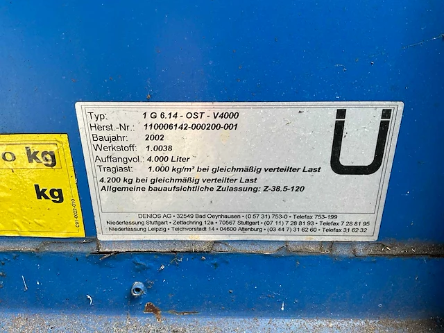 2002 denios 1 g 6.14-ost chemische opslagcontainer - afbeelding 7 van  7