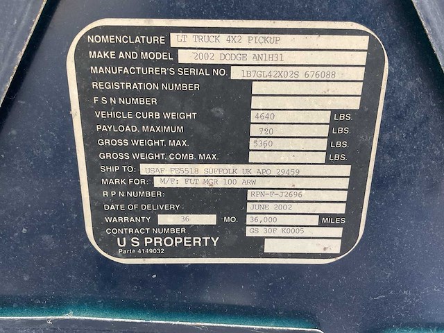 2002 dodge pick up dakota slt bedrijfswagen - afbeelding 17 van  17