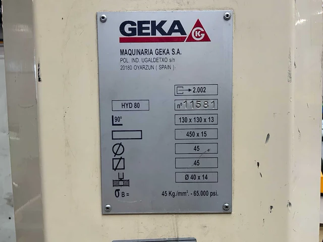 2002 geka hydracrop 80/sd gecombineerde pons / knipmachine - afbeelding 5 van  16
