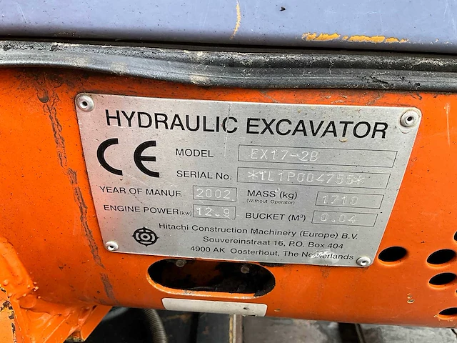 2002 hitachi ex17-2 minigraafmachine - afbeelding 22 van  29