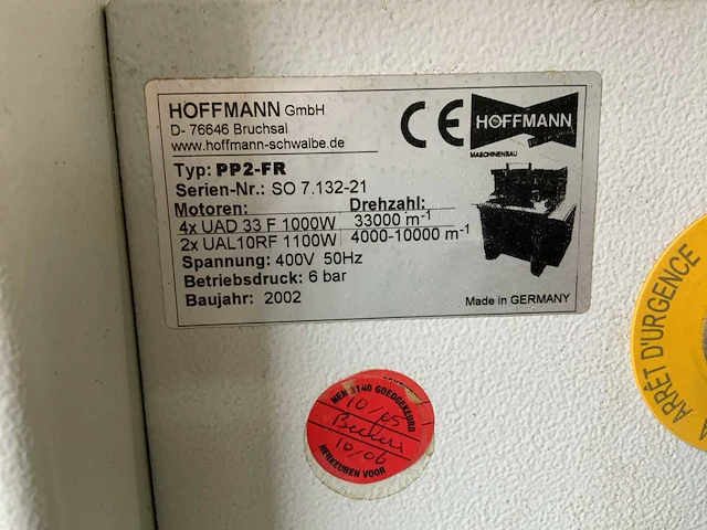 2002 hoffmann pp2-fr zwaluwstaart freesmachines - afbeelding 3 van  11