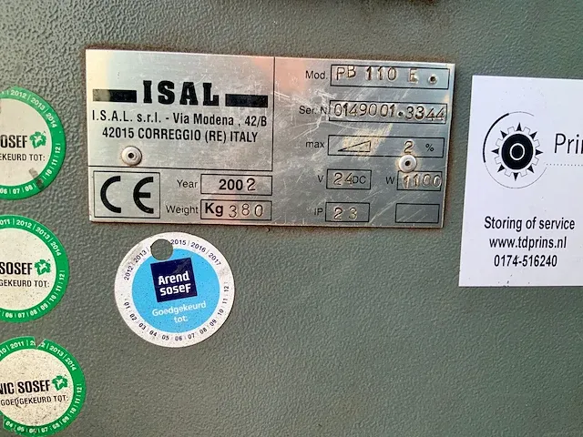 2002 isal pb110e veegmachine - afbeelding 11 van  21