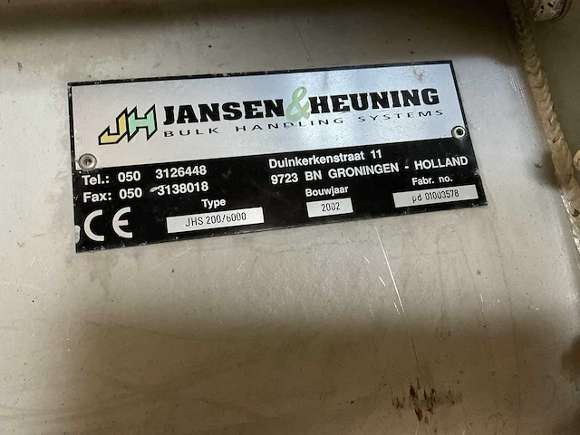 2002 jansen & heuning jhs200/6000 mobiele opvoer kettingtransporteur - afbeelding 8 van  8