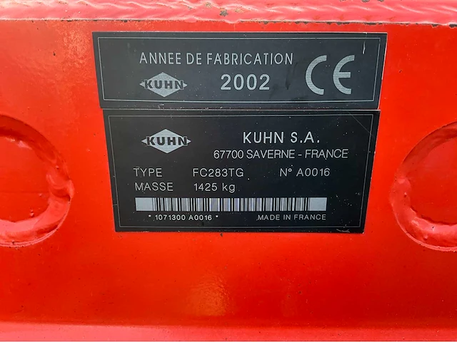 2002 kuhn fc 283 tg maaimachine met kneuzer - afbeelding 17 van  24