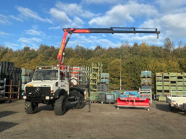 2002 mercedes-benz unimog u2150l met palfinger pk 9501 kraan en hoogwerkerbak - afbeelding 4 van  69