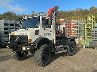 2002 mercedes-benz unimog u2150l met palfinger pk 9501 kraan en hoogwerkerbak - afbeelding 5 van  69