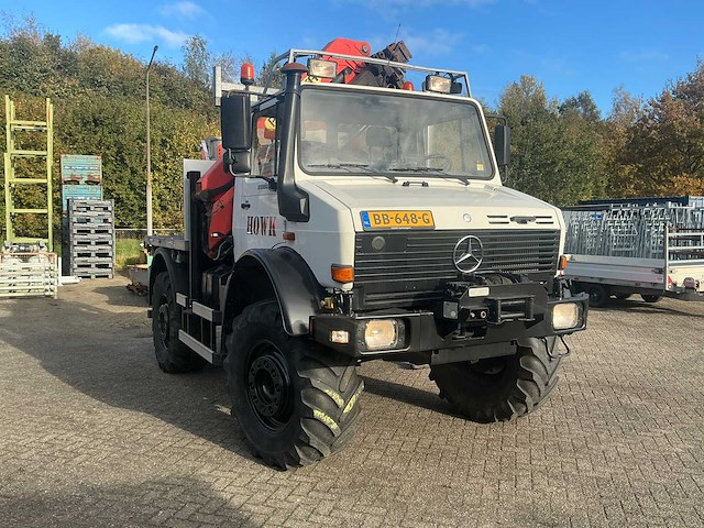 2002 mercedes-benz unimog u2150l met palfinger pk 9501 kraan en hoogwerkerbak - afbeelding 35 van  69