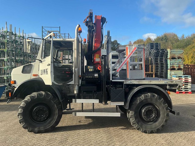 2002 mercedes-benz unimog u2150l met palfinger pk 9501 kraan en hoogwerkerbak - afbeelding 37 van  69