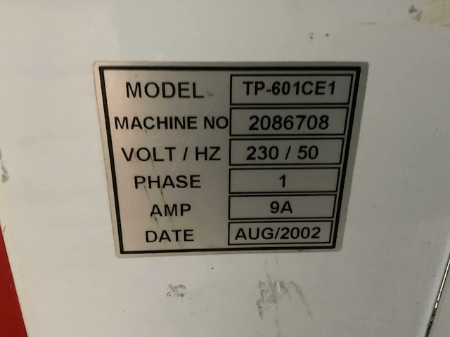 2002 sal-tech tp-601ce1 automatische omsnoeringsmachine - afbeelding 7 van  7