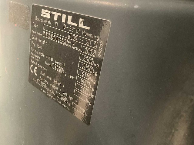 2002 still r60-20 vorkheftruck - afbeelding 8 van  8