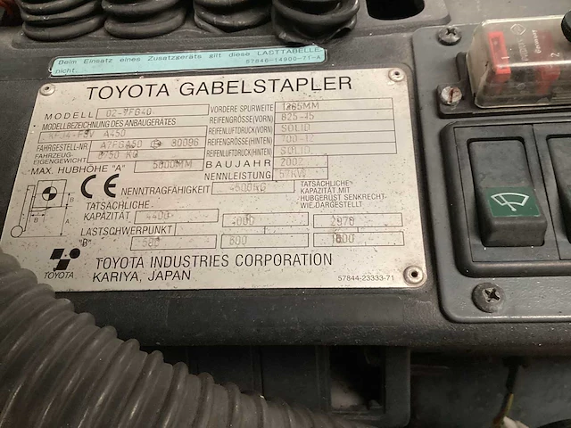 2002 toyota 02-7fg40 vorkheftruck - afbeelding 2 van  12