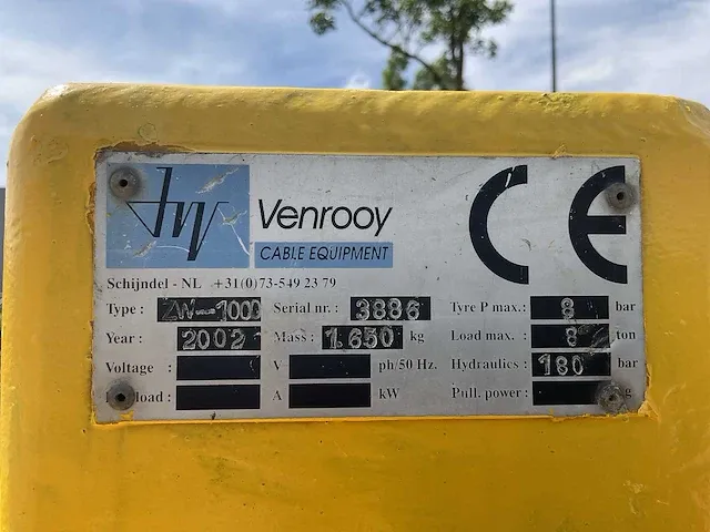 2002 venrooy abc zw-1000 haspel aanhangwagen - afbeelding 8 van  20