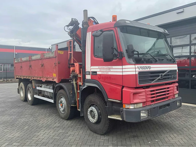 2002 volvo fm12.380 8x4 vrachtwagen tipper met atlas terex 125.2 a2 kraan - afbeelding 4 van  70