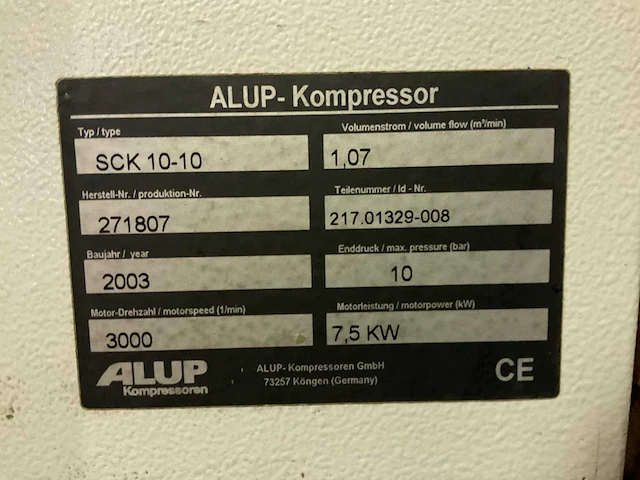2003 airpress sck10-10 schroefcompressor - afbeelding 4 van  6