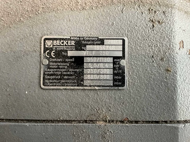 2003 becker vtlf250 vacuümpomp - afbeelding 3 van  5