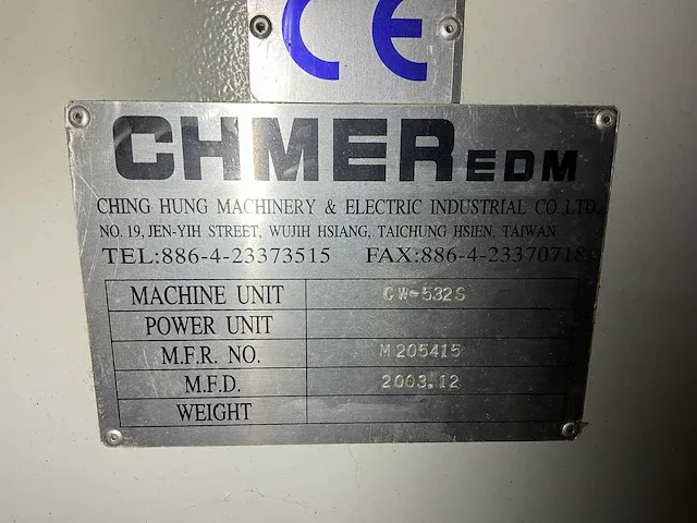 2003 chmer edm cw-532s cnc draadvonkmachine - afbeelding 24 van  57