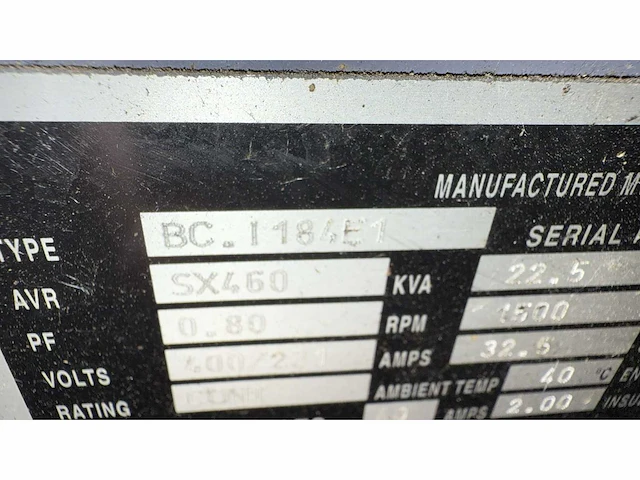 2003 deutz stamford bc. i184e4 22.5kva diesel aggregaat - afbeelding 8 van  9