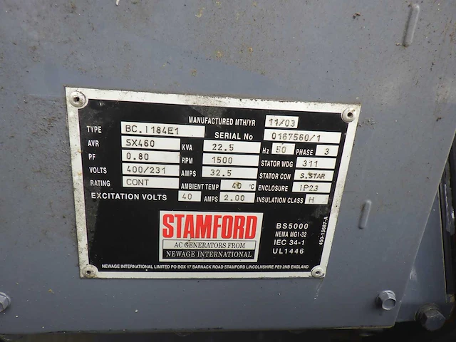 2003 deutz stamford bc. i184e4 22.5kva diesel aggregaat - afbeelding 4 van  9