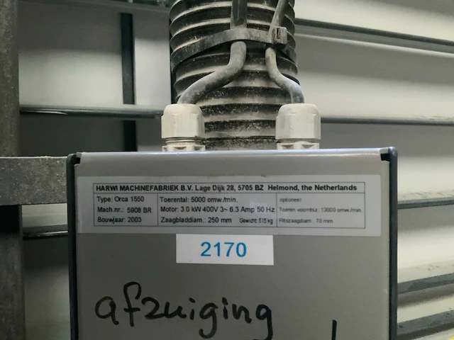 2003 harwi orca 1550 verticale platenzaag - afbeelding 2 van  10