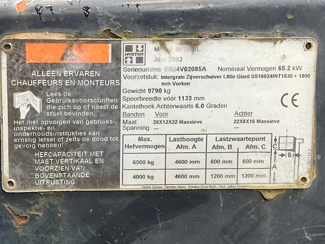 2003 hyster vorkheftruck - afbeelding 14 van  21