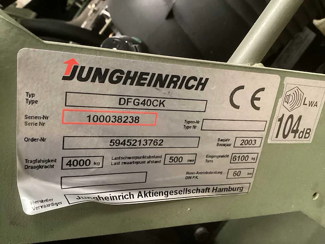 2003 jungheinrich dfg40ck vorkheftruck - afbeelding 10 van  18