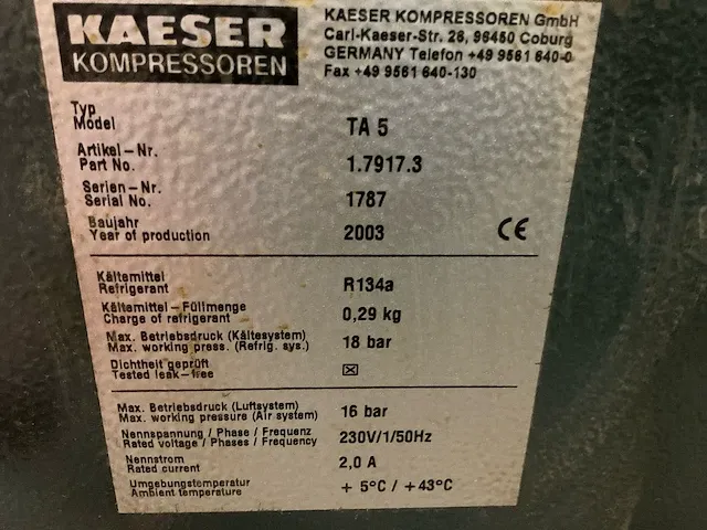 2003 kaeser epc 340-100 zuigercompressor met luchtdroger - afbeelding 5 van  13